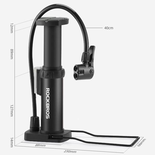 Насос / помпа ножной ROCKBROS 4522L 80 PSI / 5,5 бар Красный RB-4522L-4012 фото