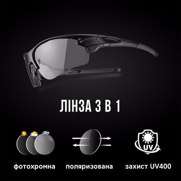 Спортивні окуляри 2в1 фотохром / поляризація ROCKBROS 10060 Сині RB-10060-2445 фото