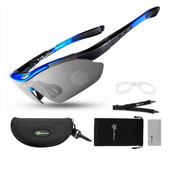 Спортивные очки ROCKBROS Original Polarized с 1 линзой UV400 велосипедные Черный с синим RB-10007L-1360 фото