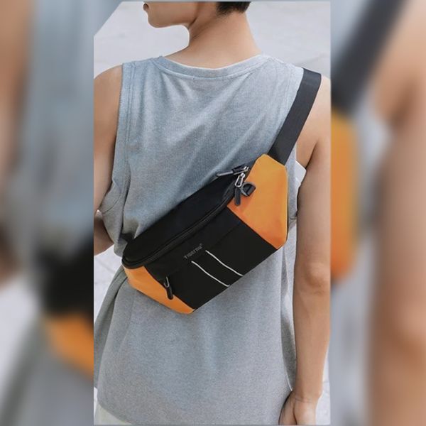 Городская сумка через плечо (кросс боди) Tigernu T-S81012 для телефона до 7" Черная с оранжевым TGN-T-S81012-7060 фото