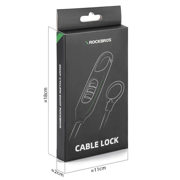 Замок тросовий велосипедний з кодом ROCKBROS L50115 3CDL 150 см Чорний RB-3CDL-5202 фото