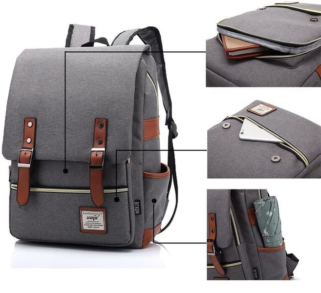 Рюкзак міський Wenjie R020 для ноутбука 14" об'єм 18л. Сірий WJE-R020-1728 фото