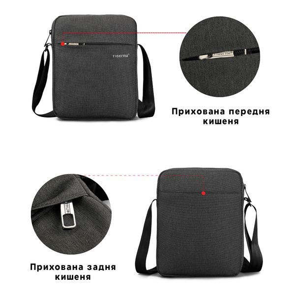 Міська сумка через плече (крос боді) Tigernu T-L5102 для планшета до 11" Темно-сірий TGN-T-5102-4360 фото