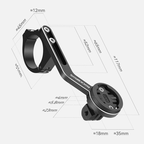 Кріплення телескопічне Garmin Bryton Cateye для ліхтариків та GoPro універсальне ROCKBROS 2547113 Чорний RB-2547113-4930 фото