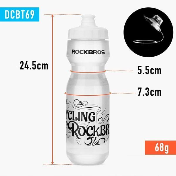 Фляга/бутылка для спорта ROCKBROS DCBT69C с пылезащитным колпачком Прозрачный RB-DCBT69C-3900 фото