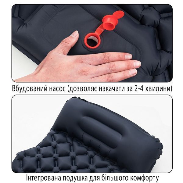 Надувний туристичний каремат з вбудованим насосом NN-60 Сірий NN-60-4955 фото