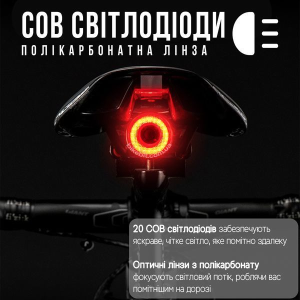 Розумний ліхтар / стоп задній на велосипед ROCKBROS Q51 Чорний RB-Q51-5080 фото