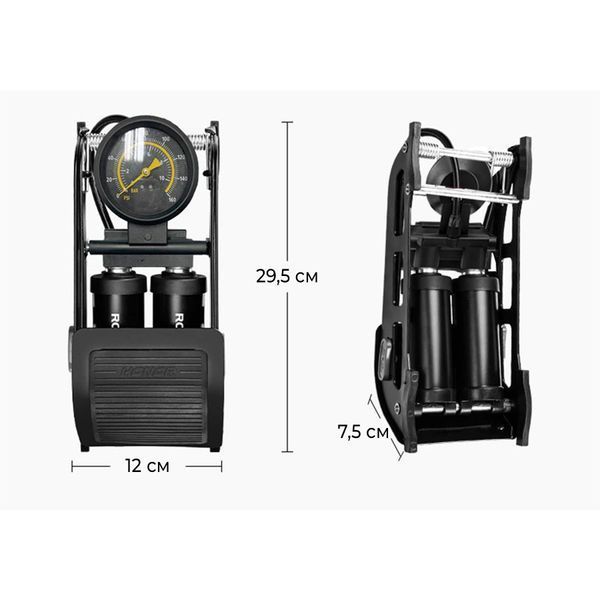 Насос автомобільний ножний з манометром ROCKBROS FP4310S | 160PSI | Чорний RB-FP4310S-5105 фото