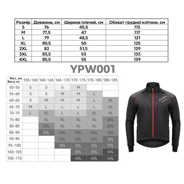 Велосипедна спортивна водостійка куртка ROCKBROS YPW001R Розмір 4XL RB-YPW001R-5165 фото