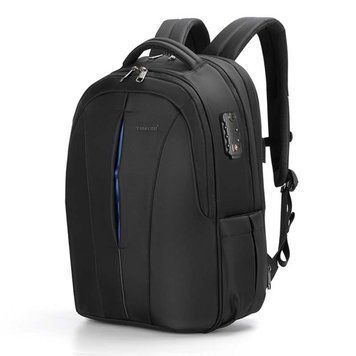 Рюкзак міський Tigernu T-B3105XL для ноутбука 17,3" з USB об'єм 38л. Чорний з синім (з вбудованим замком) TB3105XL-2311 фото