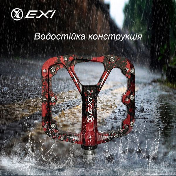 Педалі велосипедні Exi JT88 алюмінієві на промислових підшипниках Синій EXI-JT88-4207 фото