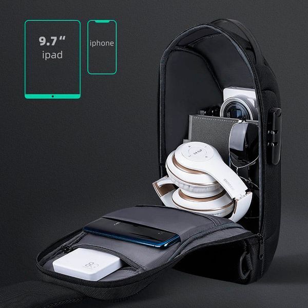 Рюкзак з однією лямкою (крос боді) Mark Ryden MR7116 з USB об'єм 8л. Сірий MR7116-07-2501UA фото