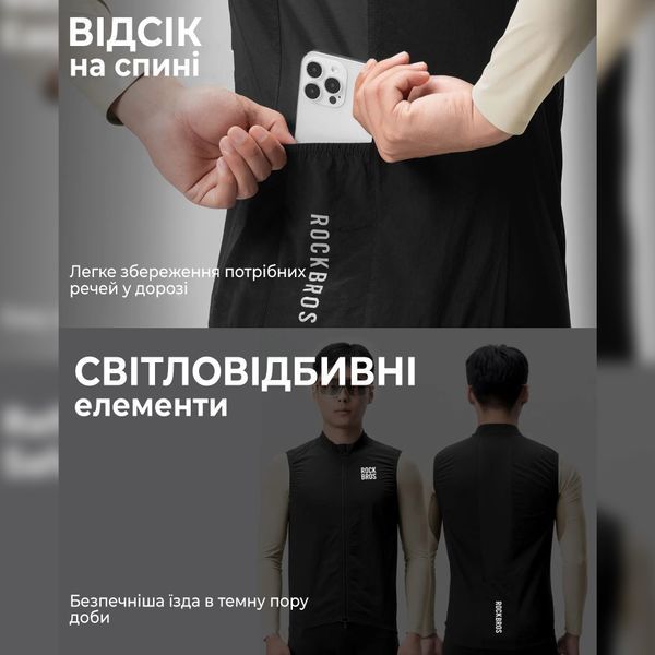 Жилетка мужская для велосипедистов ROCKBROS MJ009 | Размер M | Speed Wing | Черный RB-MJ009-7248 фото