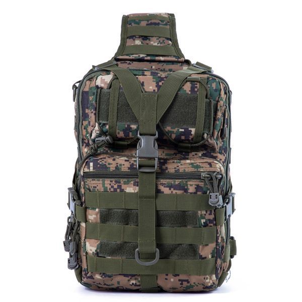 Тактический военный рюкзак-сумка с одной лямкой Armour Tactical М4 Oxford 600D (с системой MOLLE) 20 литров Зеленый Пиксель AT-M4BG-4063 фото