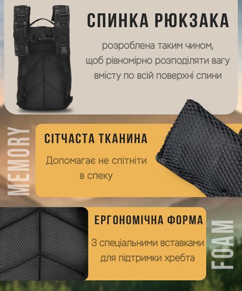 Тактичний рюкзак Armour Tactical М25 Oxford 600D (з системою MOLLE) 25 літрів Чорний Кріптек AT-M25-1635 фото