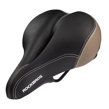 Сідло велосипедне з блимавкою ROCKBROS FU-3300L Чорний з коричневим RB-FU-3300L-4824 фото