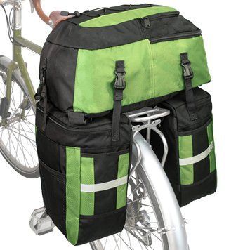 Сумка 3 в 1 на багажник велосипеда байкпакинг Rhinowalk E20655BE 70л Черный с зеленым RWK-E20655-7372 фото