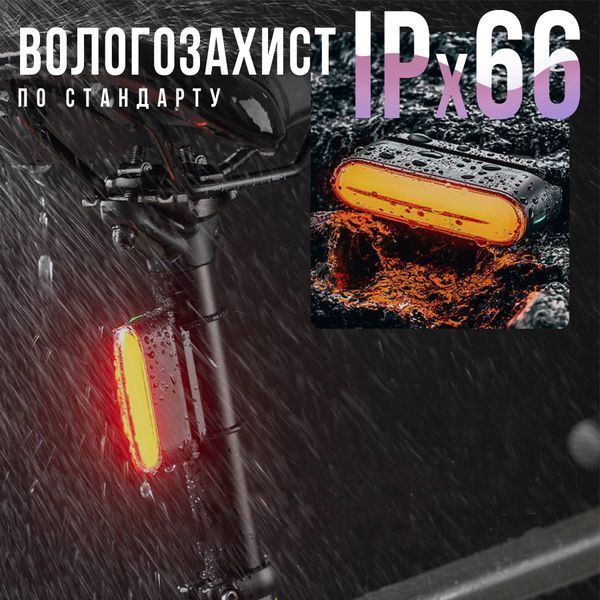 Велосипедная мигалка / задний фонарь ROCKBROS REX05 с магнитным креплением и датчиком торможения | Черный RB-REX05-7186 фото