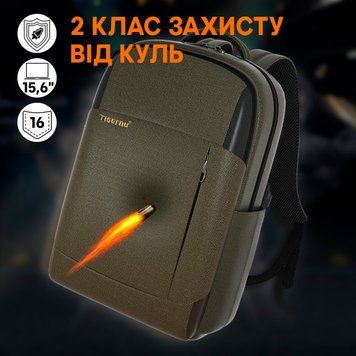 Кулестійкий міський рюкзак Tigernu T-B3906B для ноутбука 15.6" з USB об'єм 24л. Зелений TGN-T-B3906B-4364 фото