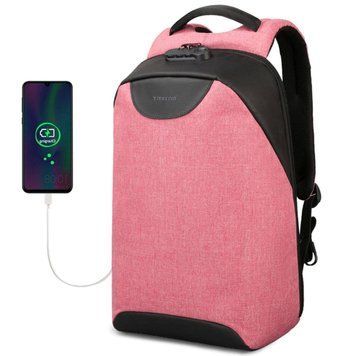 Рюкзак городской антивор Tigernu T-B3611 для ноутбука 15.6" с USB объем 18л. Розовый TGN-T-B3611-2323 фото