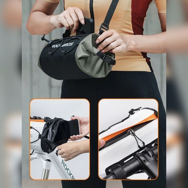 Вело сумка на кермо велосипеда світловідблискувальна ROCKBROS W229G Біла RB-W229G-6559 фото