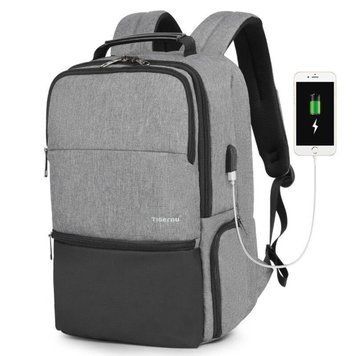 Рюкзак міський Tigernu T-B3905 для ноутбука 15.6" з USB об'єм 25л. Сірий TGN-T-B3905-1808 фото