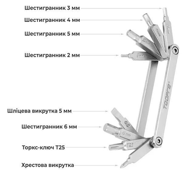 Мультитул для велосипеда 8 в 1 Toopre TL-8060 | Сріблястий TPR-TL8060-6790 фото