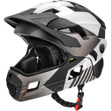 Подростковый вело шлем фулфейс ROCKBROS TT4857 (54-57 см) In-Mold Черный с белым  RB-TT4857-4727 фото
