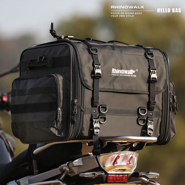 Мотоциклетка сумка Rhinowalk MTR4080BK 60-80л розширюваний кофр на багажник MOLLE Чорний RWK-MT4080-7416 фото