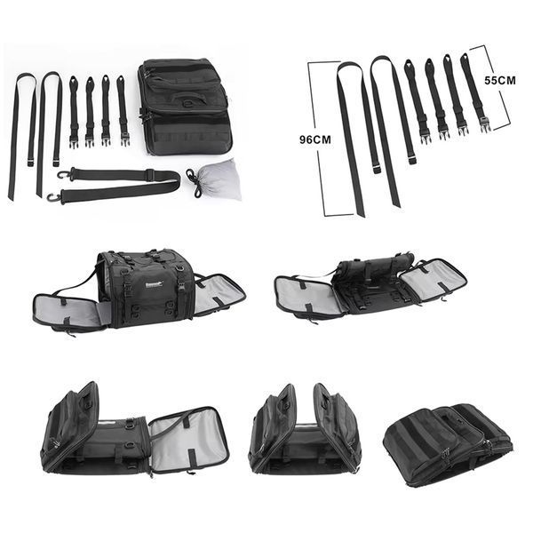 Мотоциклетка сумка Rhinowalk MTR4080BK 60-80л розширюваний кофр на багажник MOLLE Чорний RWK-MT4080-7416 фото