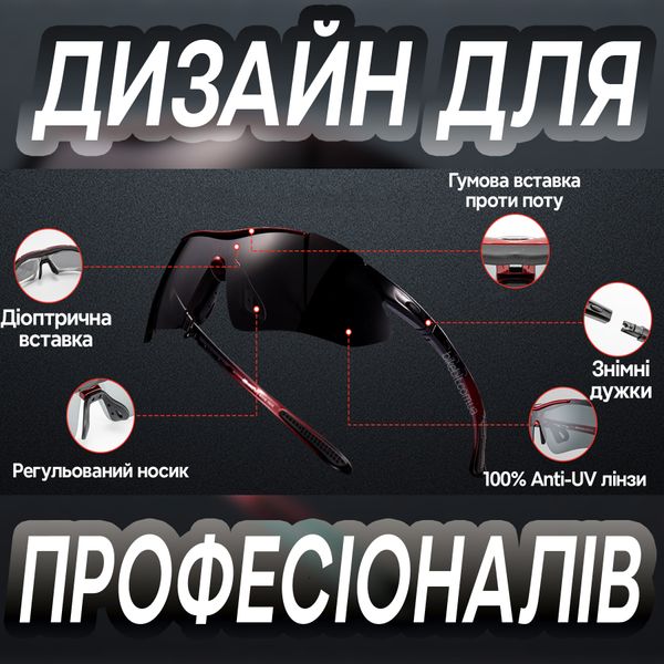 Спортивні окуляри ROCKBROS Original Polarized 5 лінз UV400 велосипедні Чорний RB-10003-1342 фото